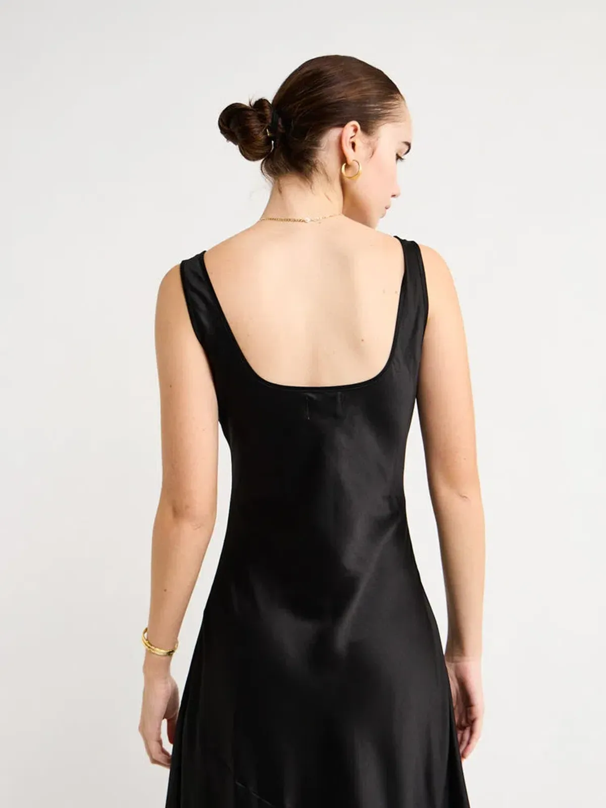 By Nicola Beneath The Stars Bias Cut Slip Dress in Black Size 12 - Image 15