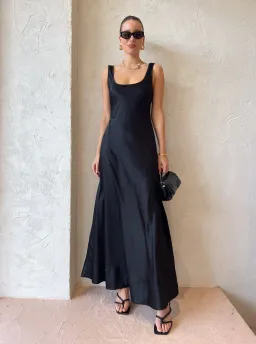 By Nicola Beneath The Stars Bias Cut Slip Dress in Black Size 12 for rent on The Volte - image 2