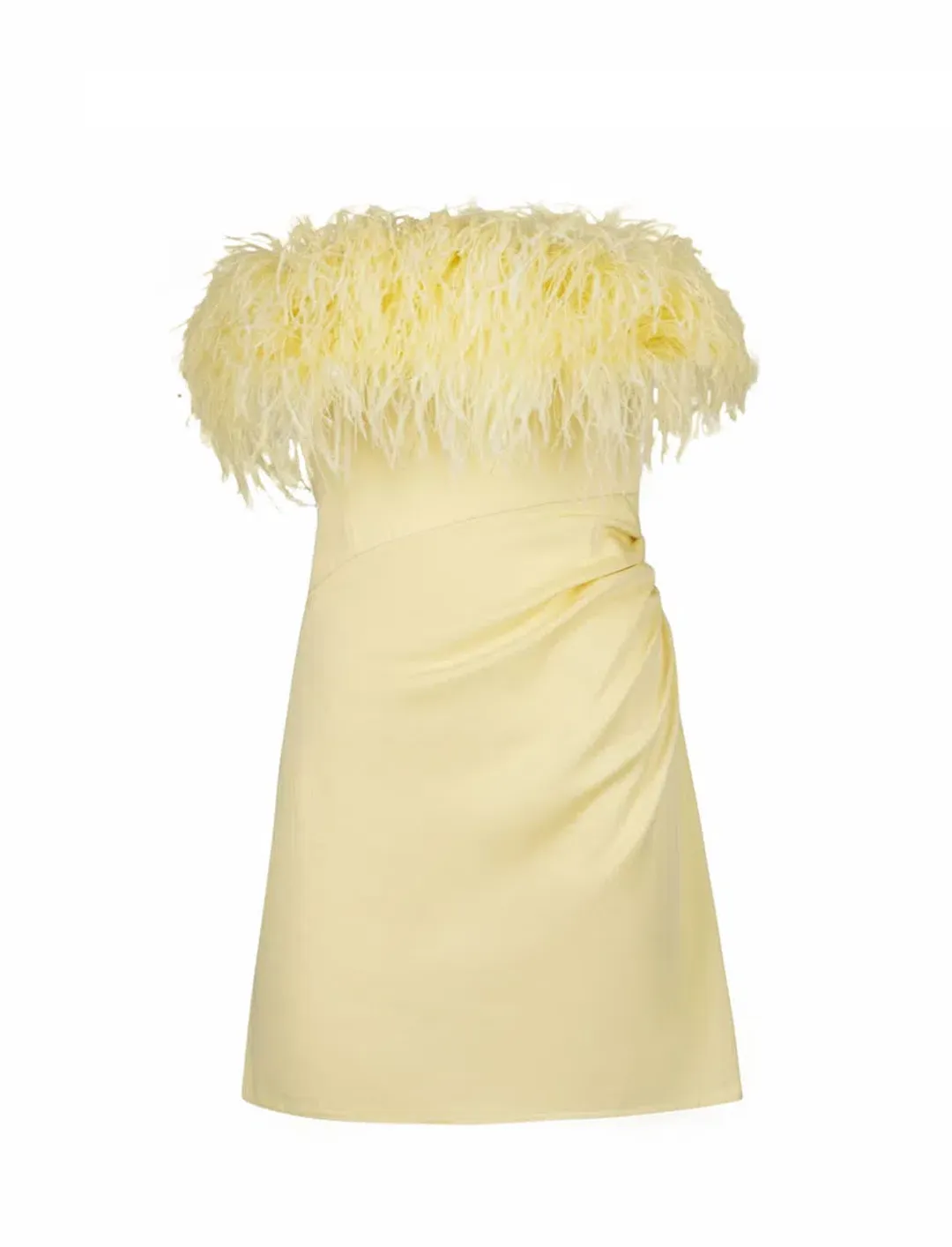 F.ILKK Feather Mini Dress Yellow Size 8 for rent on The Volte - main image