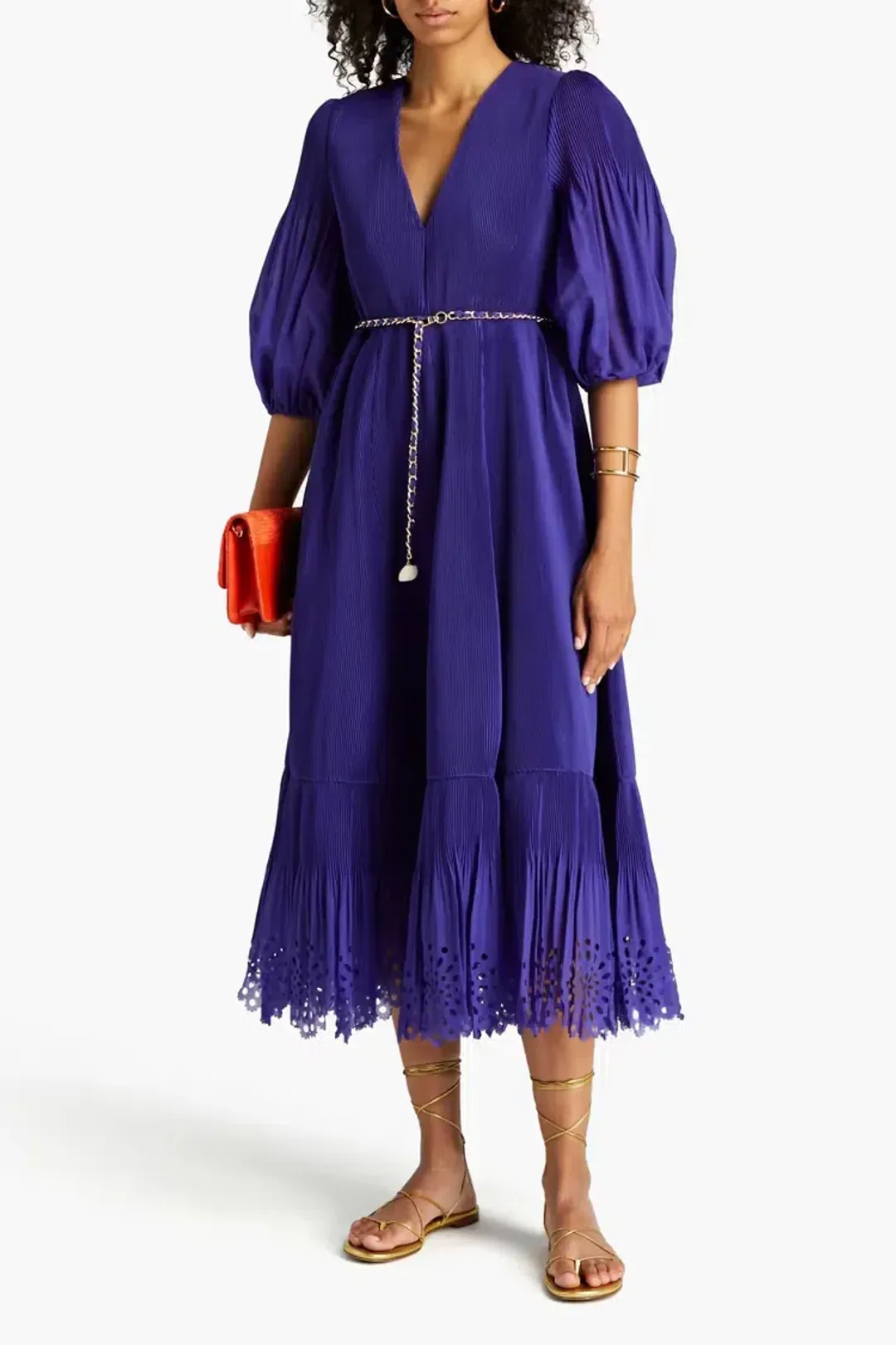 Zimmermann Pleated Midi Dress in Lapis Size 3 / AU 14 for rent on The Volte - main image