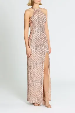 L'amour Diana Halter Gown Blush Rose Gold Size 10 for rent on The Volte - image 2
