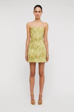 Scanlan Theodore Mini Tinsel Linen Dress Lime Size 10 for rent on The Volte - image 1