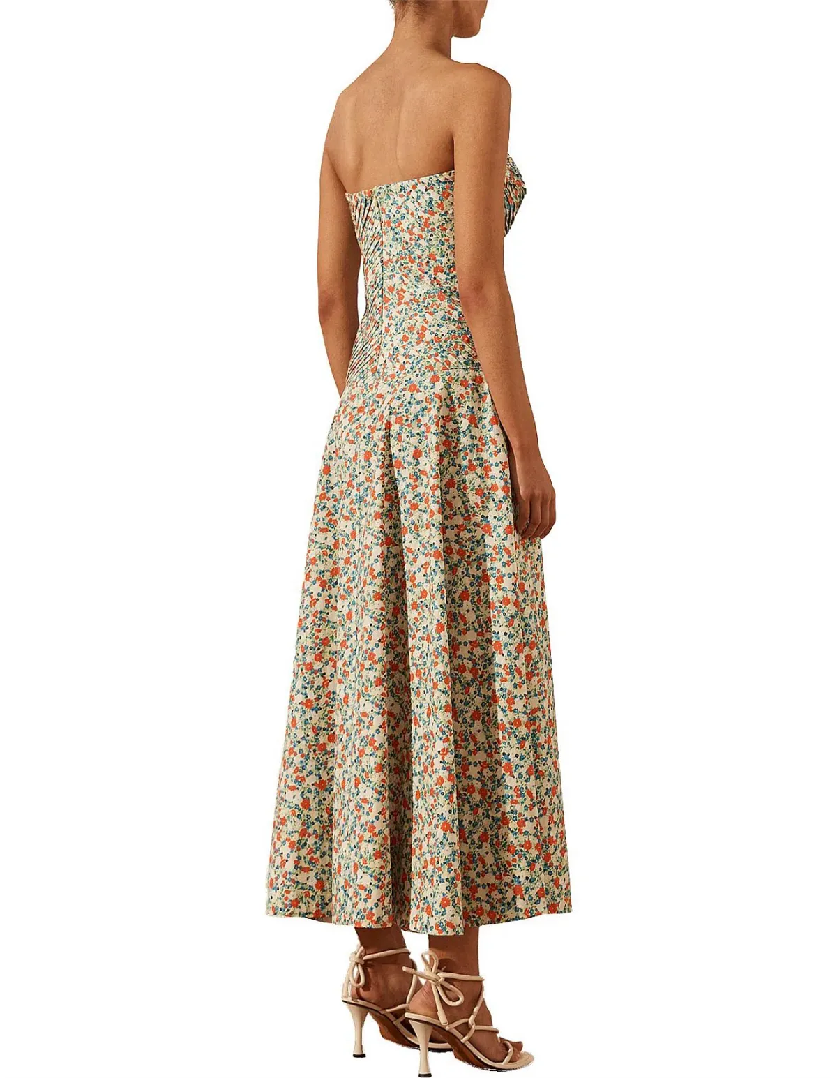 Shona Joy Ulani Strapless Pleated Midi Dress Floral Size 8 - Image 4