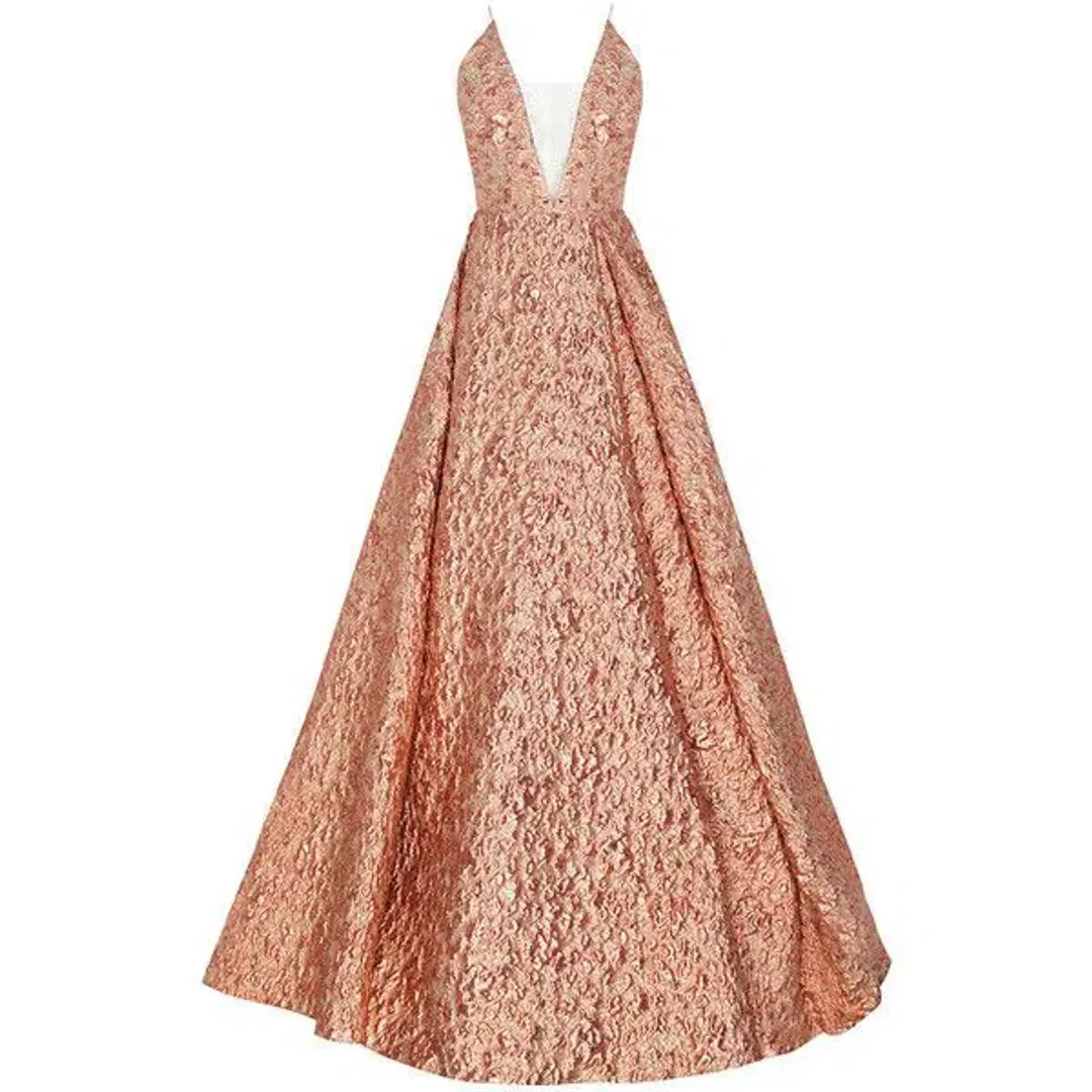 Alex Perry Amelia Ball Gown Peach Metallic Size 6 for rent on The Volte - main image