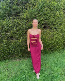 Maygel Coronel Veranera Midi Dress Burgundy One Size for rent on The Volte - image 3