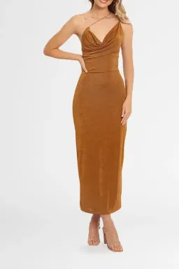 MISHA Saira Dress Brown Size 10 for rent on The Volte - image 1