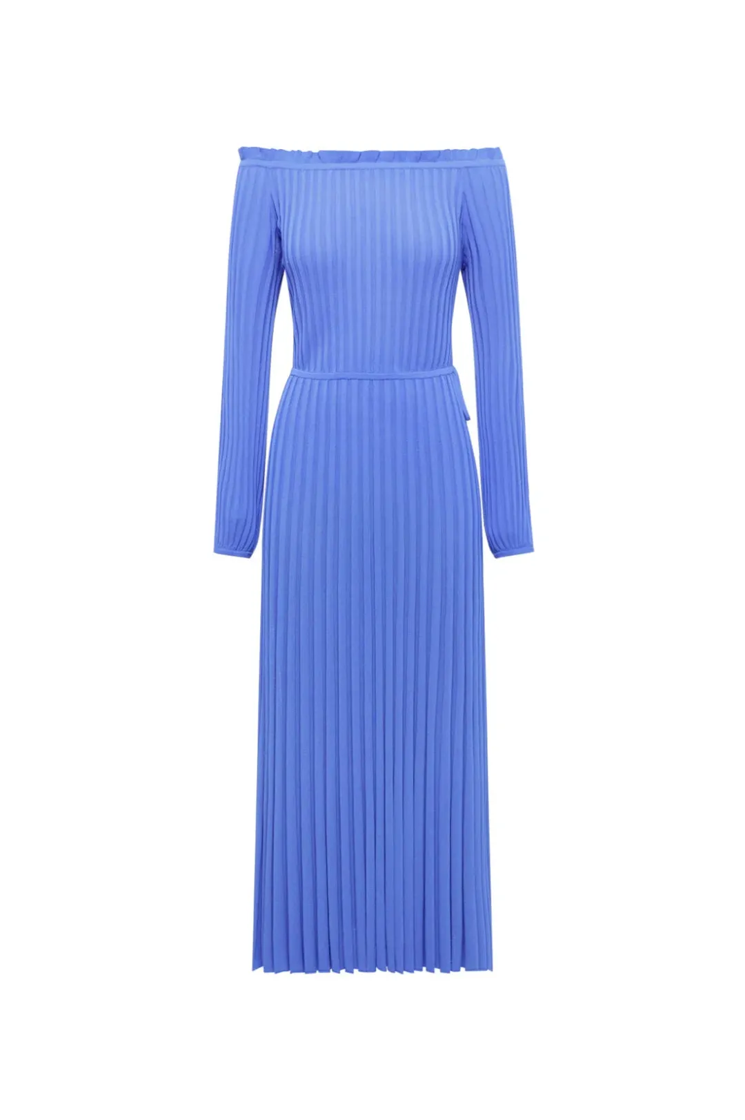 Scanlan Theodore Pleated Rib Cold Shoulder Dress Blue Size XS/AU 6 for rent on The Volte - main image