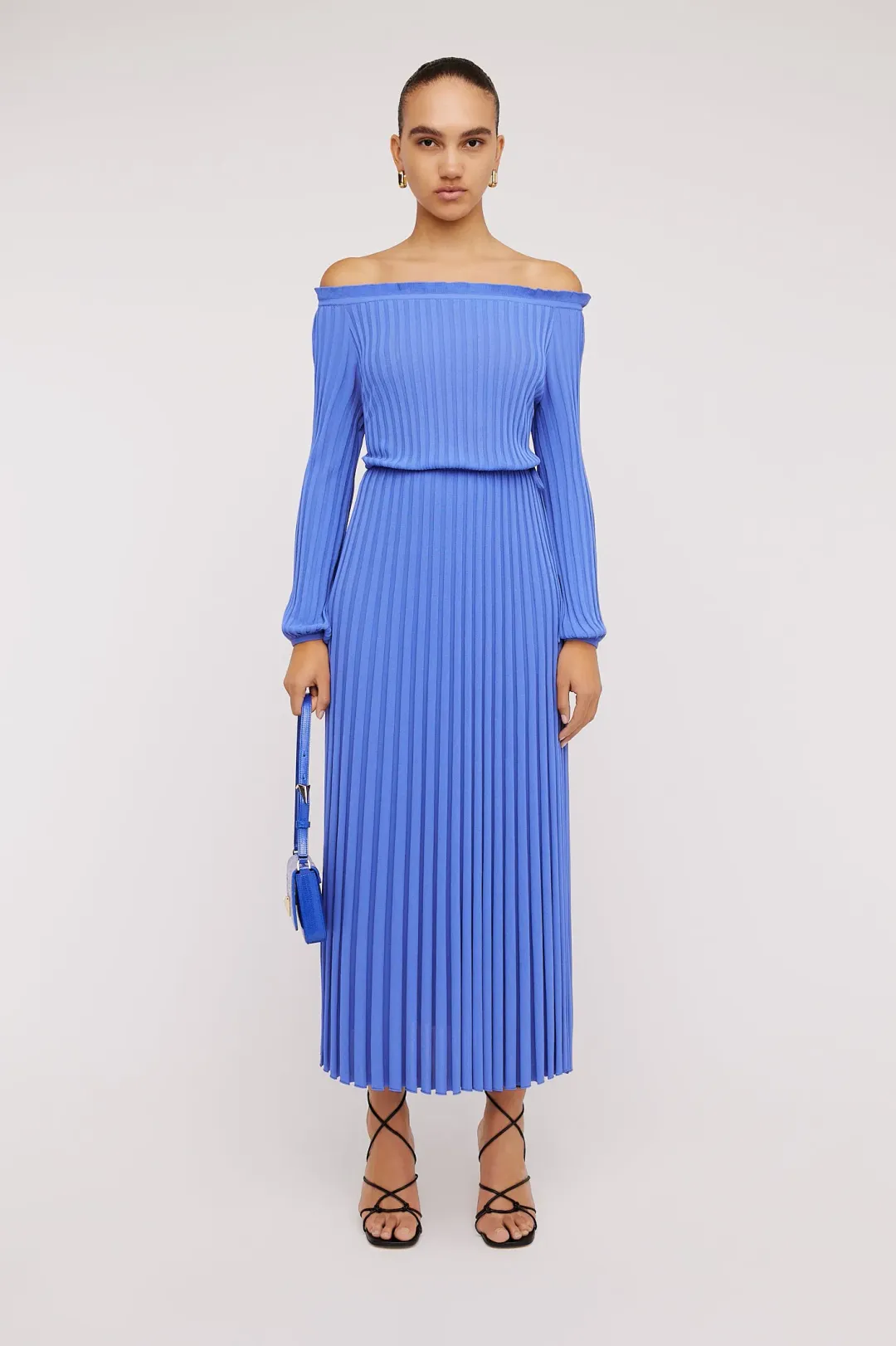 Scanlan Theodore Pleated Rib Cold Shoulder Dress Blue Size XS/AU 6 for rent on The Volte - main image