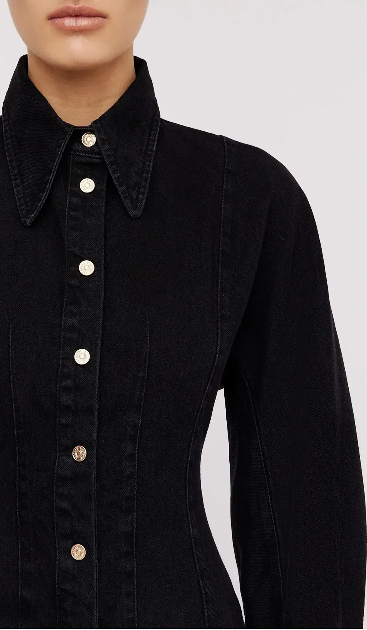 Scanlan Theodore Black Denim Cocoon Sleeve Mini Dress Size 10 - Image 3