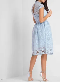 Chi Chi London Lace Skater Dress Blue Size 6 for rent on The Volte - image 2