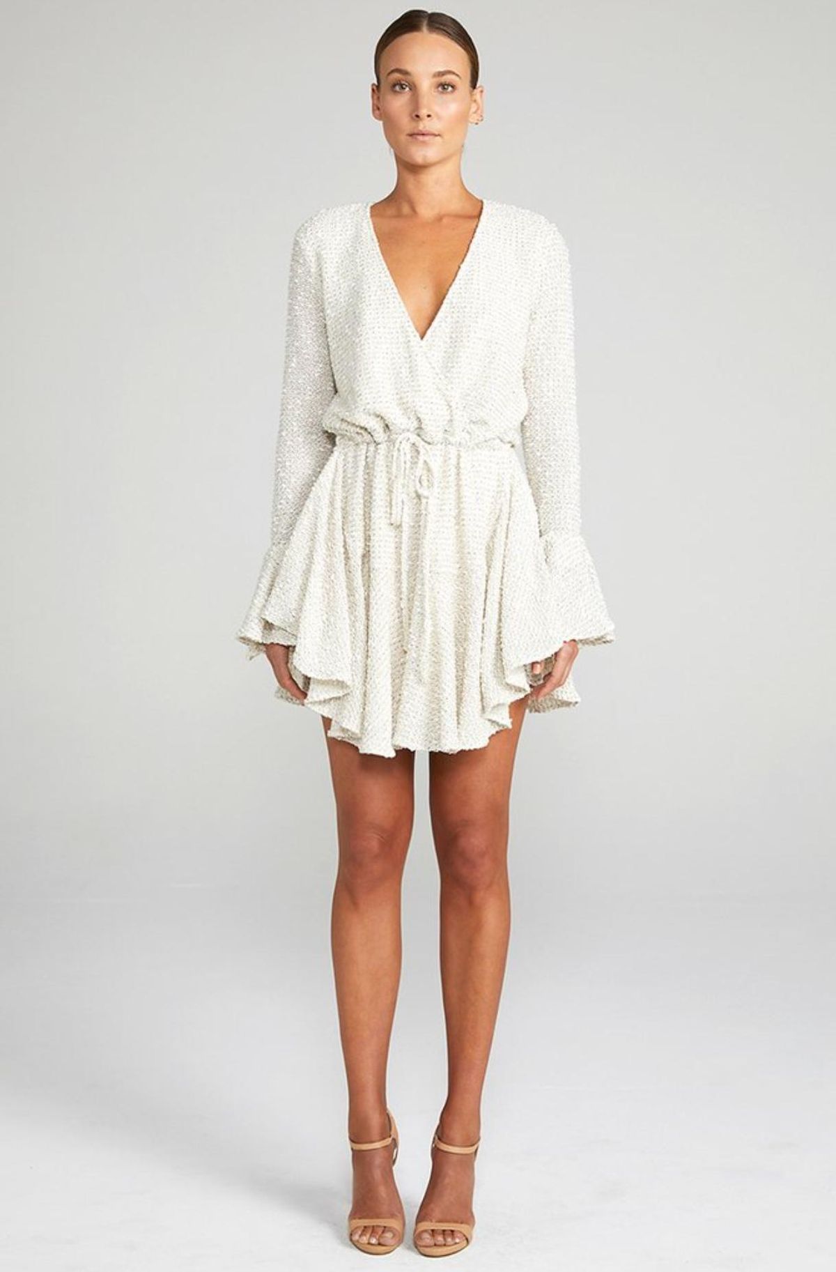 Aimee frill cuff drawstring mini dress for rent on The Volte - main image