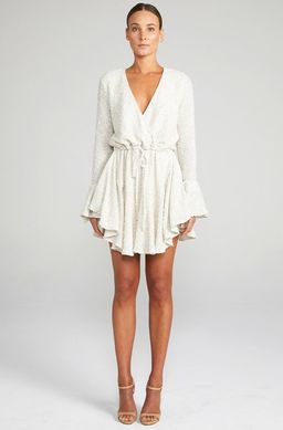Aimee frill cuff drawstring mini dress for rent on The Volte - image 1