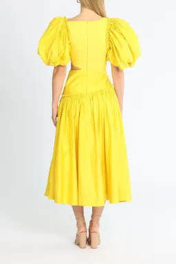 Aje Chateau Cut Out Midi Dress Yellow Size AU 8 for rent on The Volte - image 3
