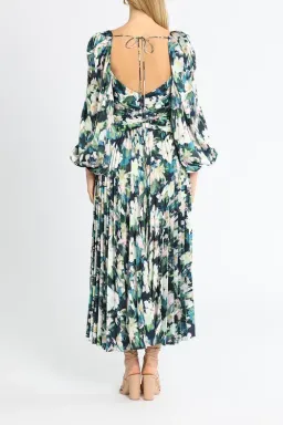 Acler Mattison Dress Navy Posey Blue Multi Print Size AU 6 for rent on The Volte - image 3