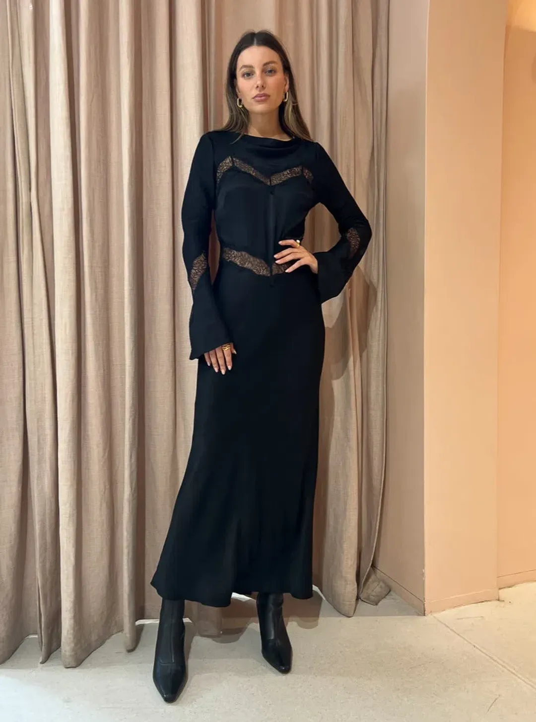Bec & Bridge Spencer Lace Long Sleeve Maxi Dress in Black Size 6 / XS for rent on The Volte - main image