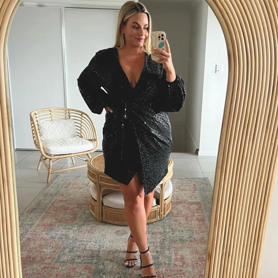 Sheike Galaxy Sequin Mini Dress Black Size 14 for rent on The Volte - main image