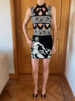 Fausto Puglisi Diamond Cutout Knit Mini Dress Print Size 36 / AU 6 for rent on The Volte - image 2