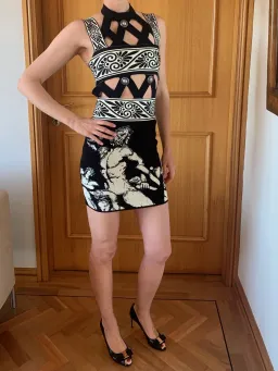 Fausto Puglisi Diamond Cutout Knit Mini Dress Print Size 36 / AU 6 for rent on The Volte - image 3