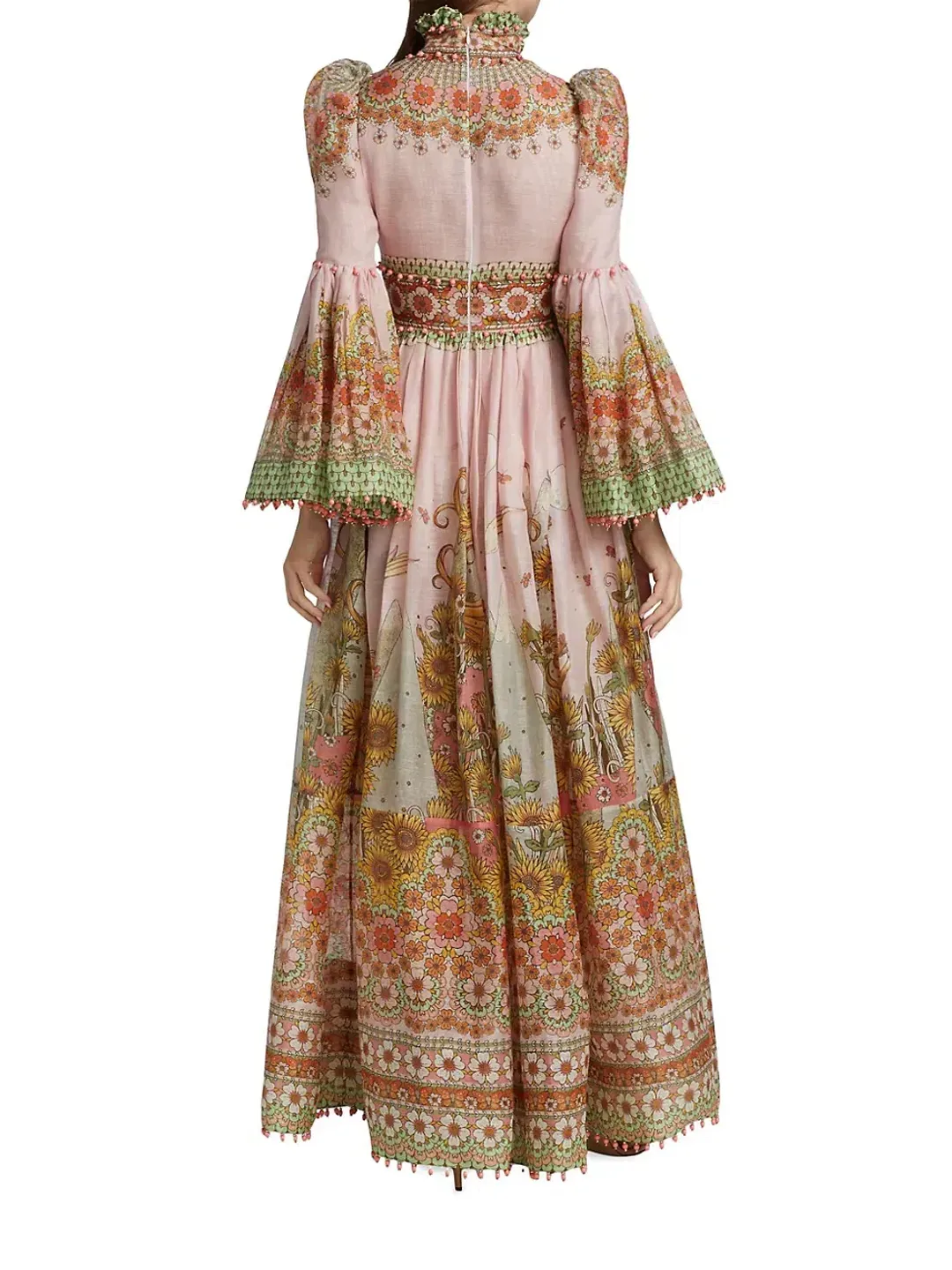 Zimmermann Kaleidoscope Bell Sleeve Dress Leo Zodiac Floral Print Size 1 / AU 10 for rent on The Volte - main image