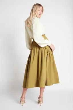 Aje Cosmos Drawstring Midi Skirt Olive Green Size 8 for rent on The Volte - image 2