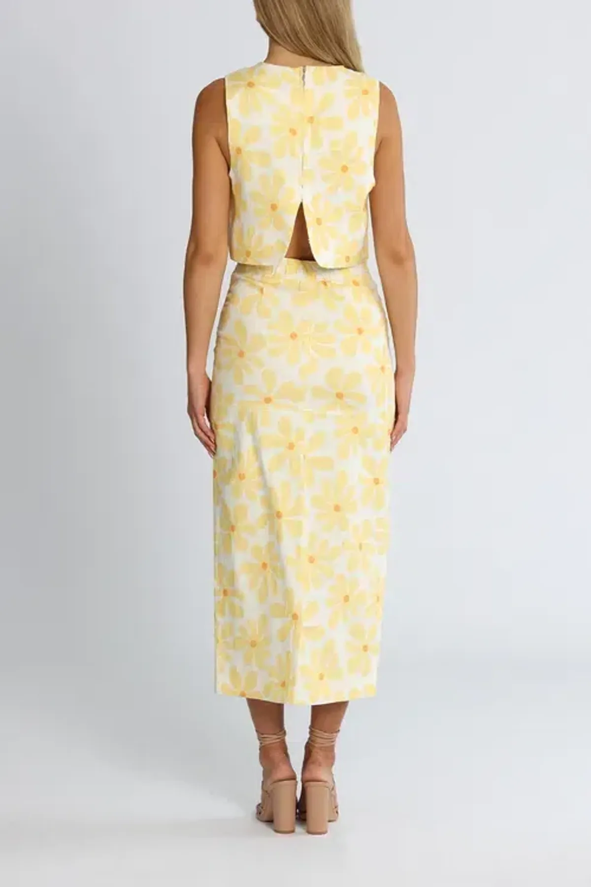 By Johnny Callie Sun Crop and Skirt Set Floral Yellow Size 10 - Image 3