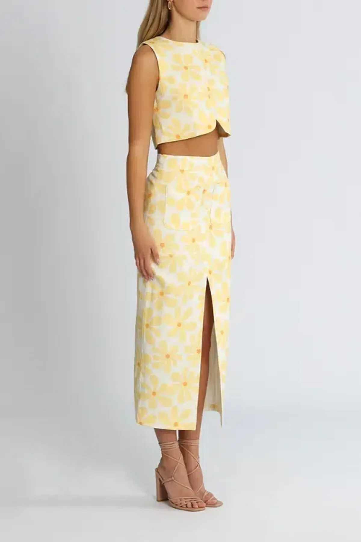 By Johnny Callie Sun Crop and Skirt Set Floral Yellow Size 10 - Image 2