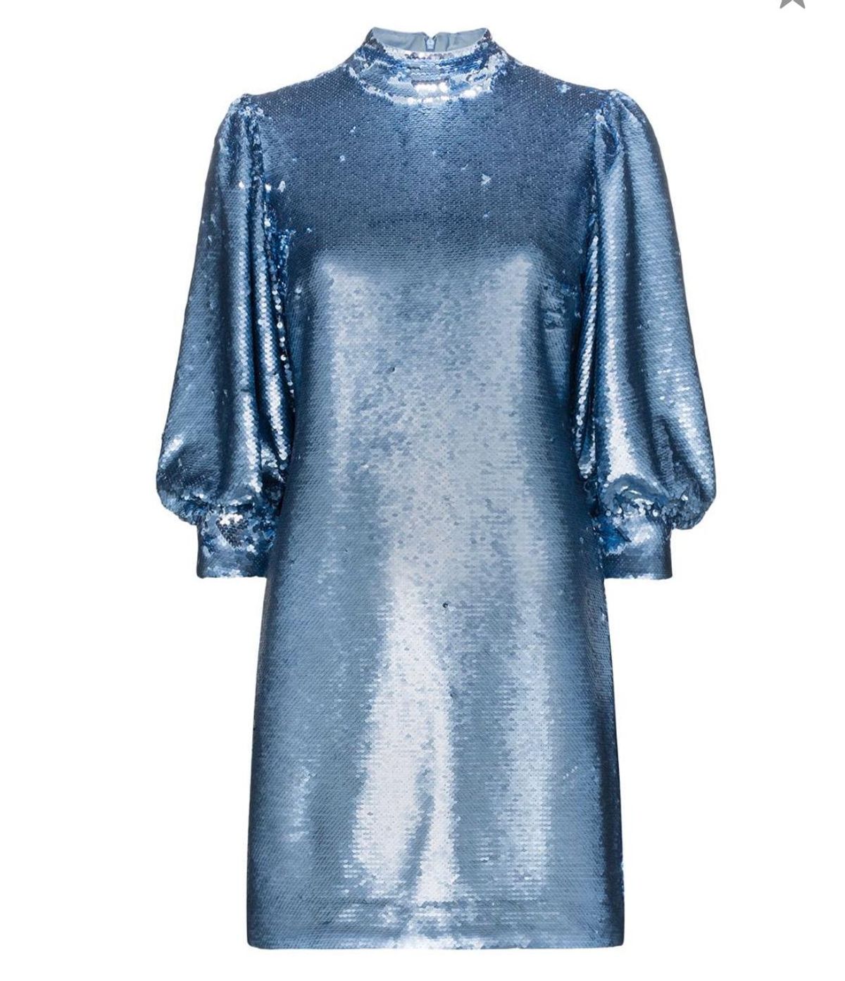 Ganni Sequined Forever Blue Dress Size 10 - Image 4