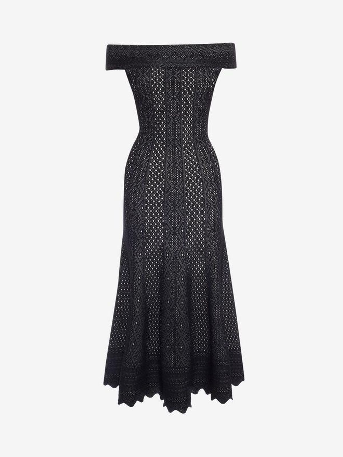 Alexander McQueen Off the Shoulder Jacquard Lace Dress Size 12 - Image 2
