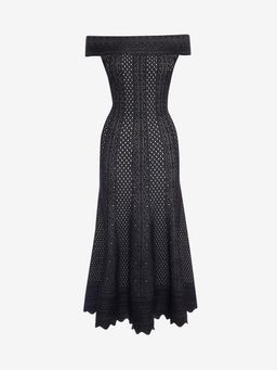 Alexander McQueen Off the Shoulder Jacquard Lace Dress Size 12 for rent on The Volte - image 2