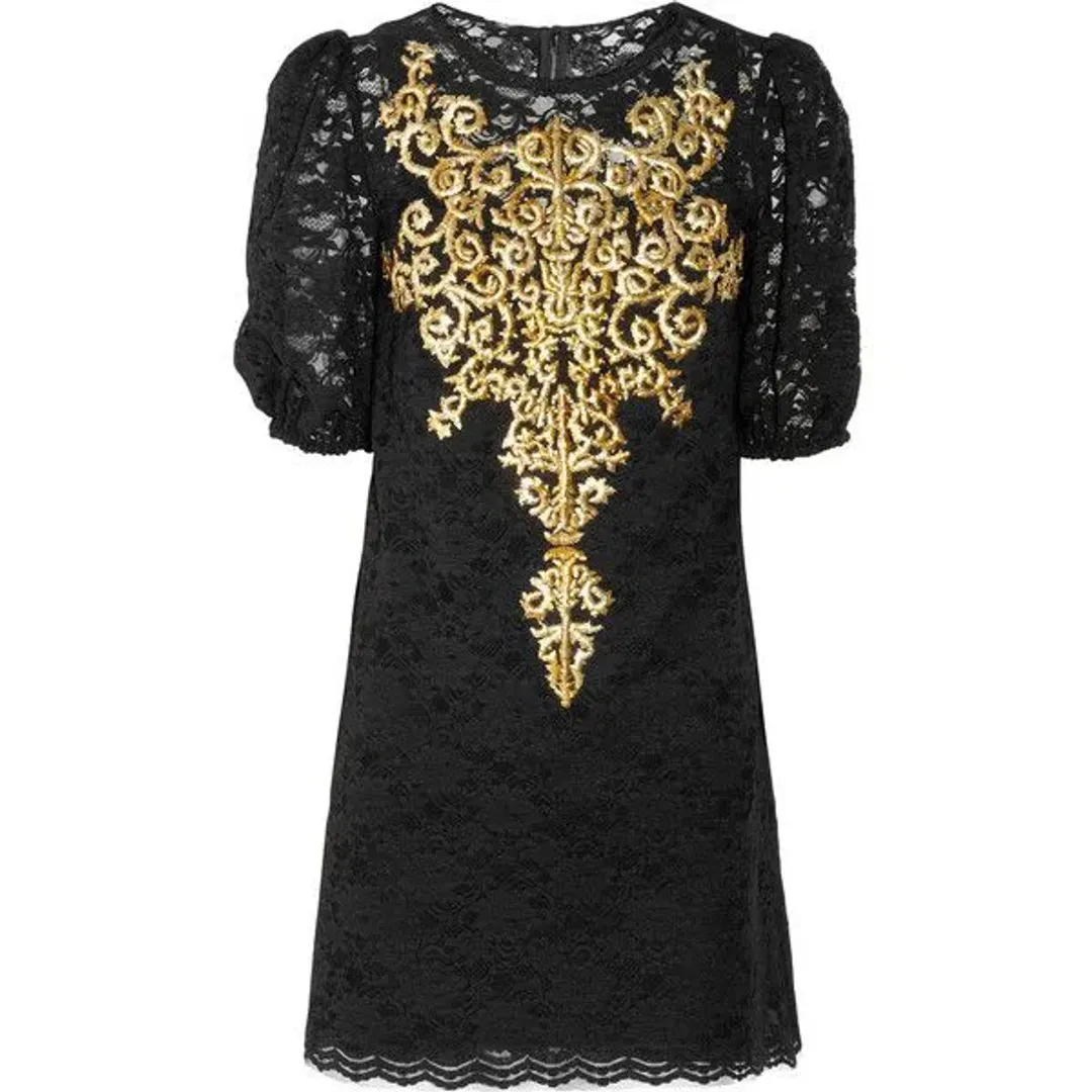 Dolce and Gabbana Embroidery Lace Dress Black Size AU 12 for rent on The Volte - main image