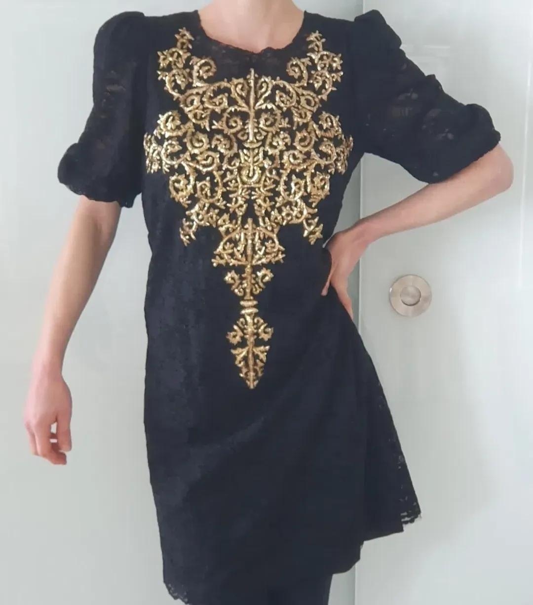 Dolce and Gabbana Embroidery Lace Dress Black Size AU 12 for rent on The Volte - main image