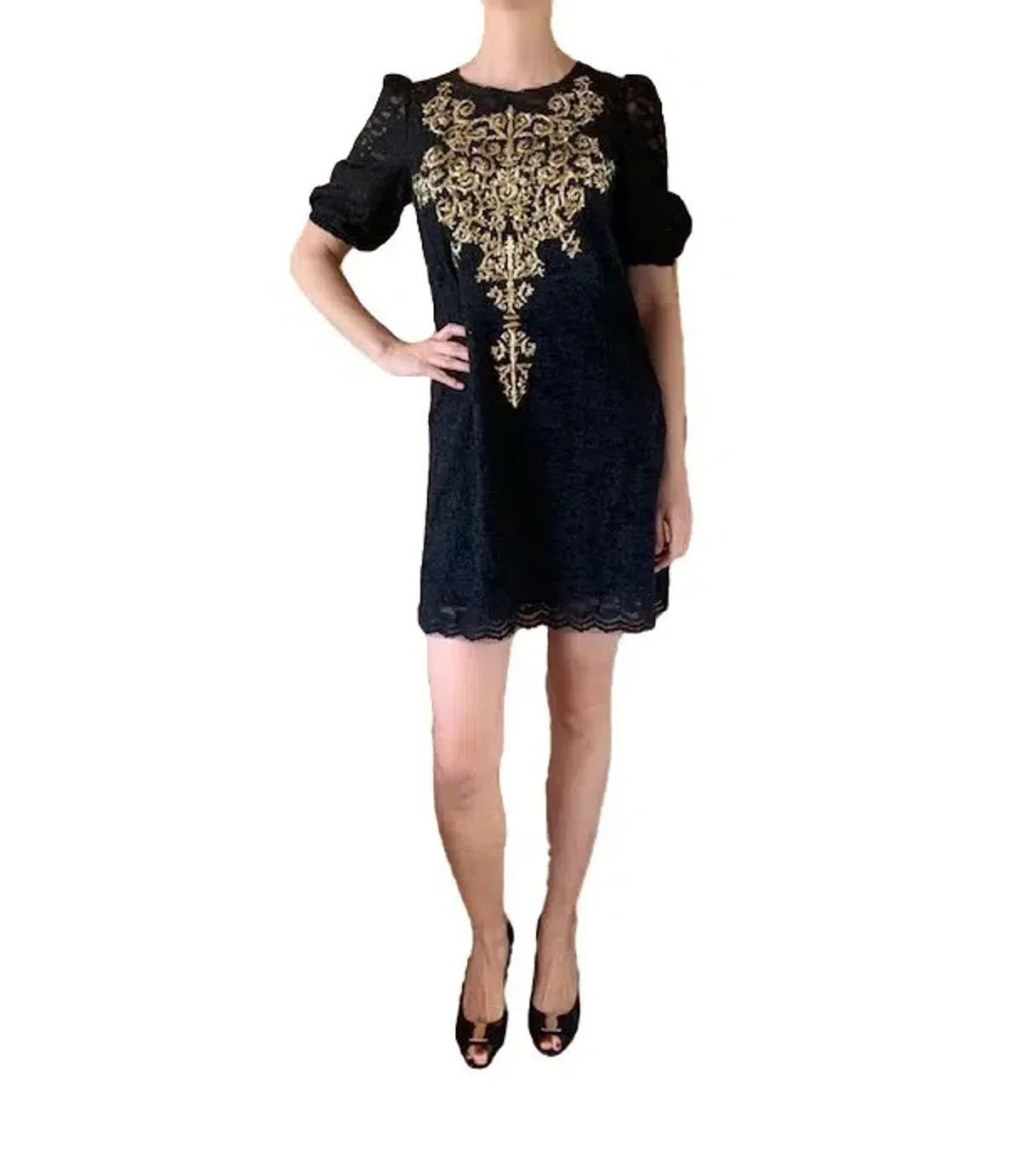Dolce and Gabbana Embroidery Lace Dress Black Size AU 12 for rent on The Volte - main image