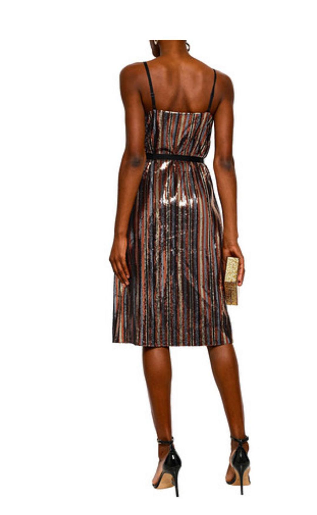 Robert Rodriguez Wrap Effect Striped Sequined Chiffon Dress Size 10 for rent on The Volte - main image