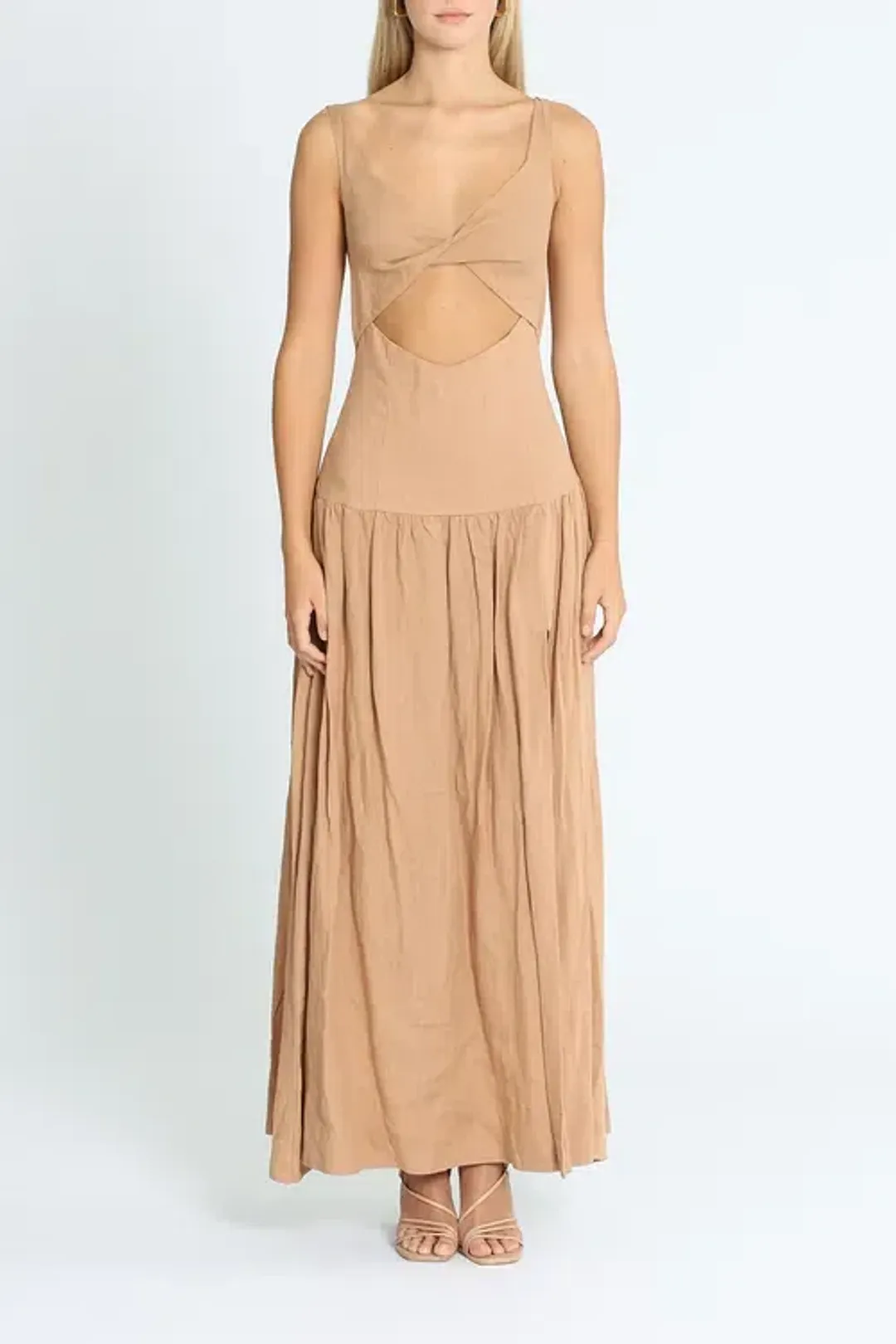 Bec & Bridge Alamos Midi Dress Brown Size AU 8 for rent on The Volte - main image