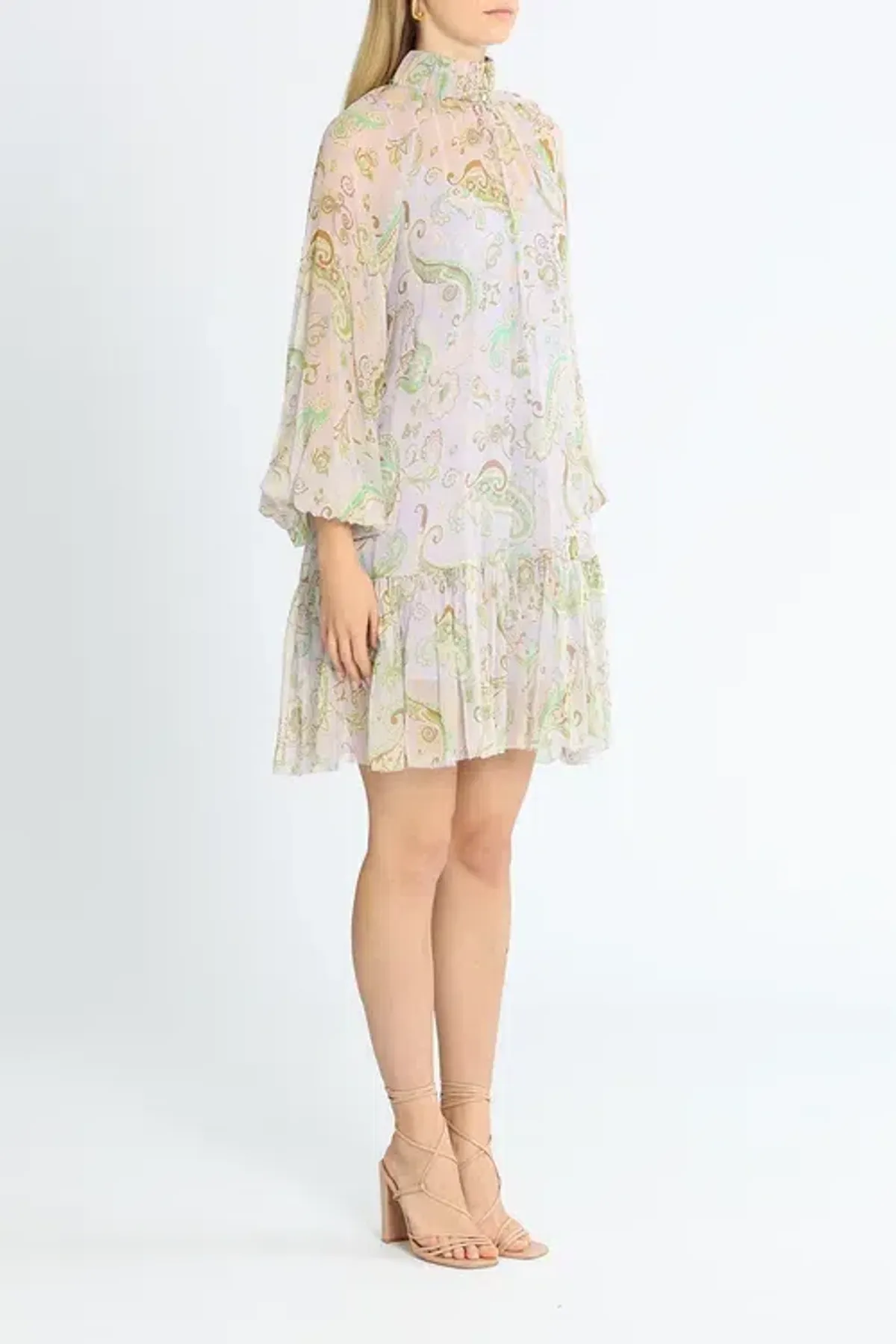 Alemais Marta Silk Crinkle Mini Dress Multi Print Size AU 10 - Image 2