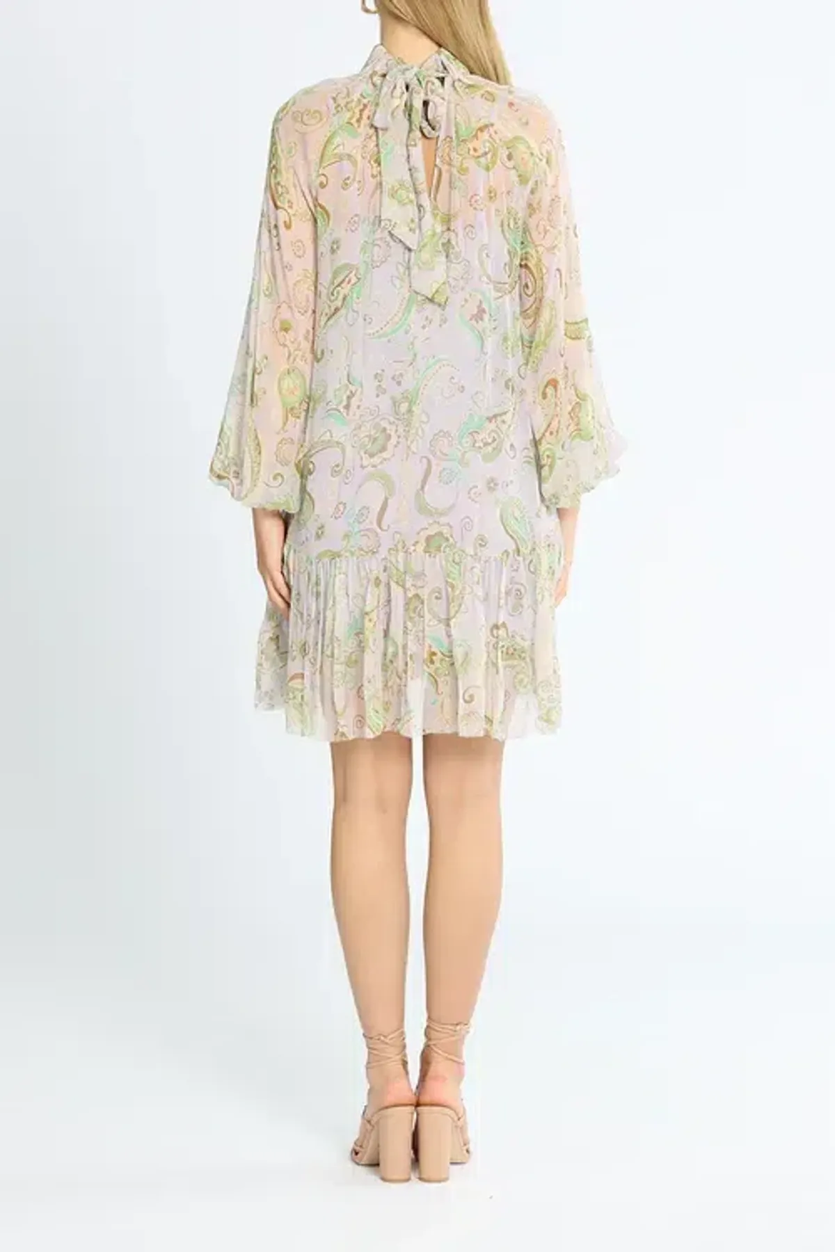 Alemais Marta Silk Crinkle Mini Dress Multi Print Size AU 10 - Image 3