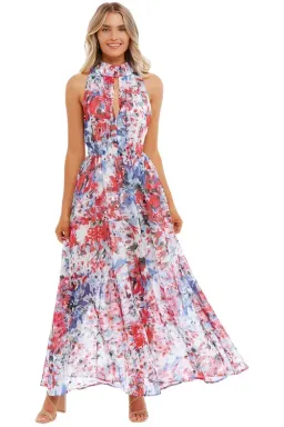 Sofia Irina Halter Gown Spring Flora Multi Print Size AU 8 for rent on The Volte - image 1