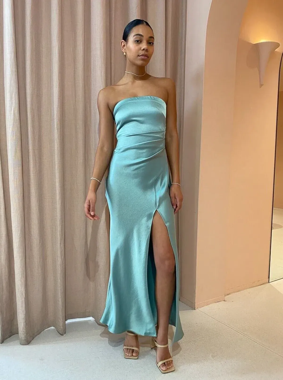 Bec & Bridge Symone Strapless Dress Moss Green Size 6 - Image 1