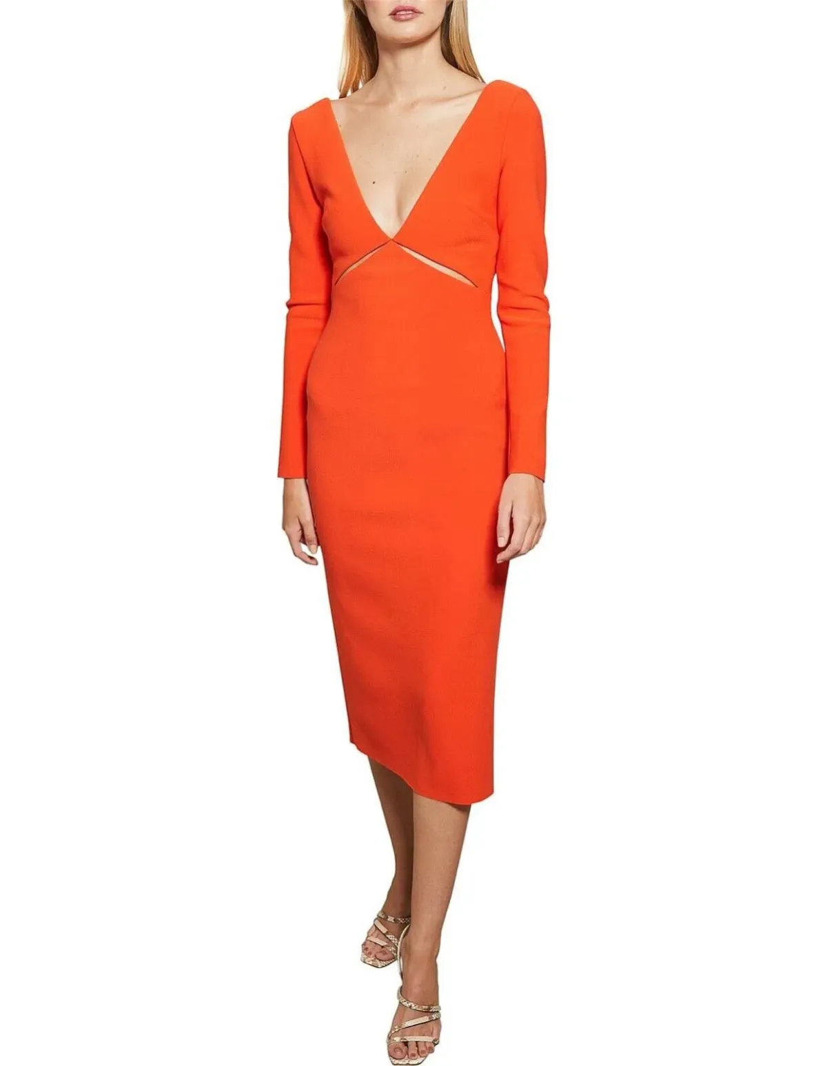 Bec & Bridge Ulla Long Sleeve Cut Out Dress Blood Orange Size 8 - Image 1