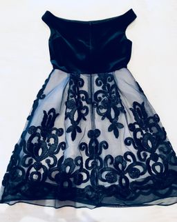 Carla Zampatti Selena Velvet Lace Dress Navy Size 10 for rent on The Volte - image 2