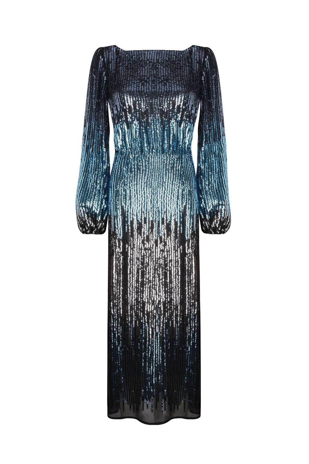 Rixo London Coco Ombre Sequin Blouson Sleeve midi dress Size 12 for rent on The Volte - main image