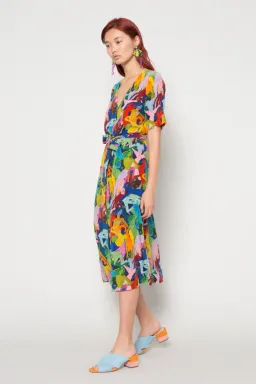 Gorman Dark Mermaid Technology Midi Silk Dress Multi Size 6 for rent on The Volte - image 3