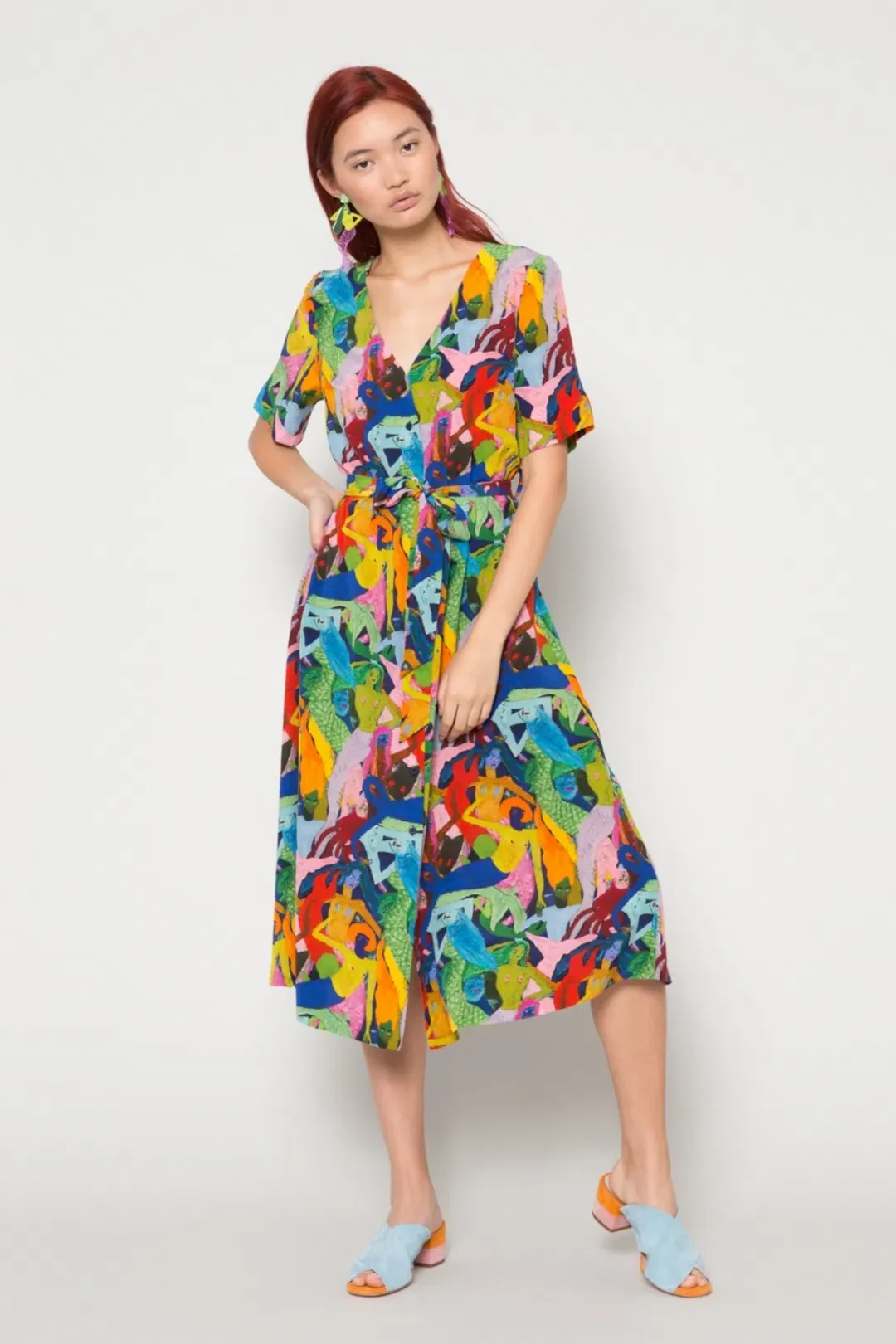 Gorman Dark Mermaid Technology Midi Silk Dress Multi Size 6 for rent on The Volte - main image