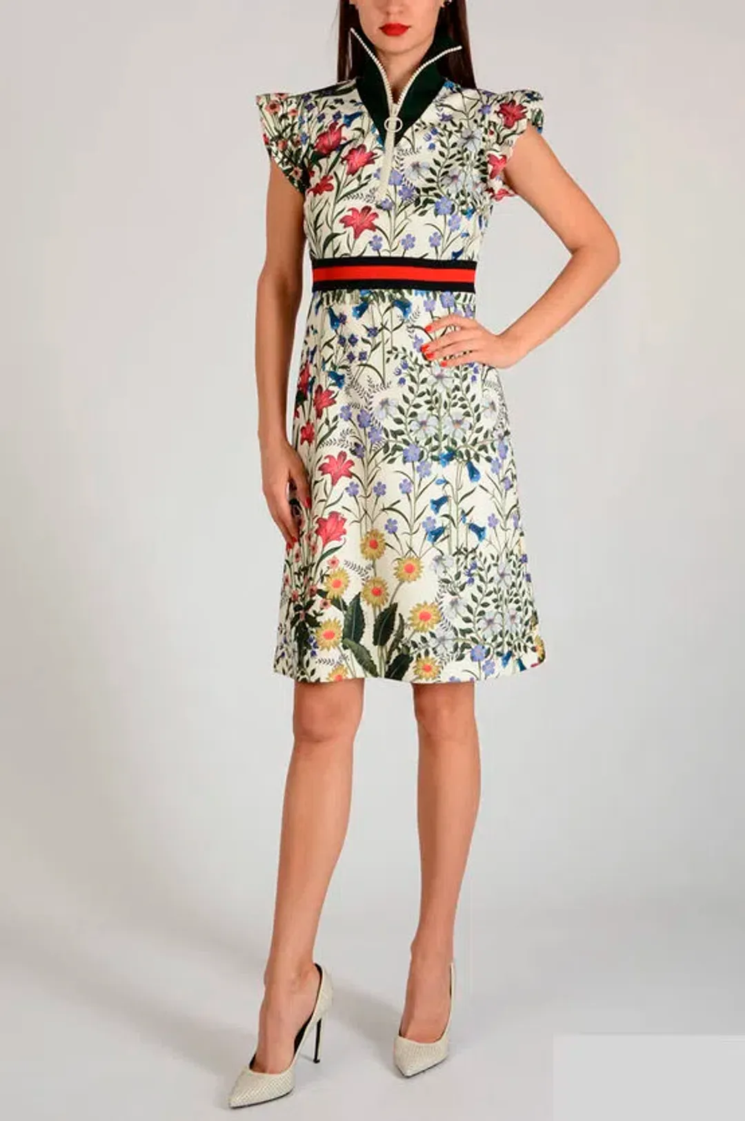 Gucci Floral Jersey Dress Print Size 10 for rent on The Volte - main image