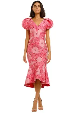 Love Honor Argento Midi Dress Floral Pink Size 8 for rent on The Volte - image 1