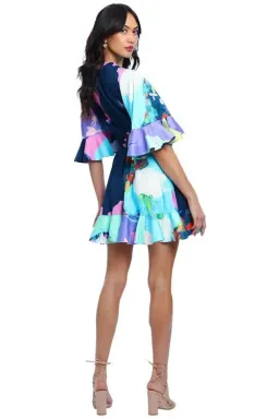 Leo Lin Illusory Mini Dress Multi Print Size 14 for rent on The Volte - image 2
