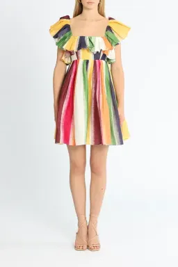 Leo Lin Fortune Stripe Tie Back Dress Multi Print Size 8 for rent on The Volte - image 1