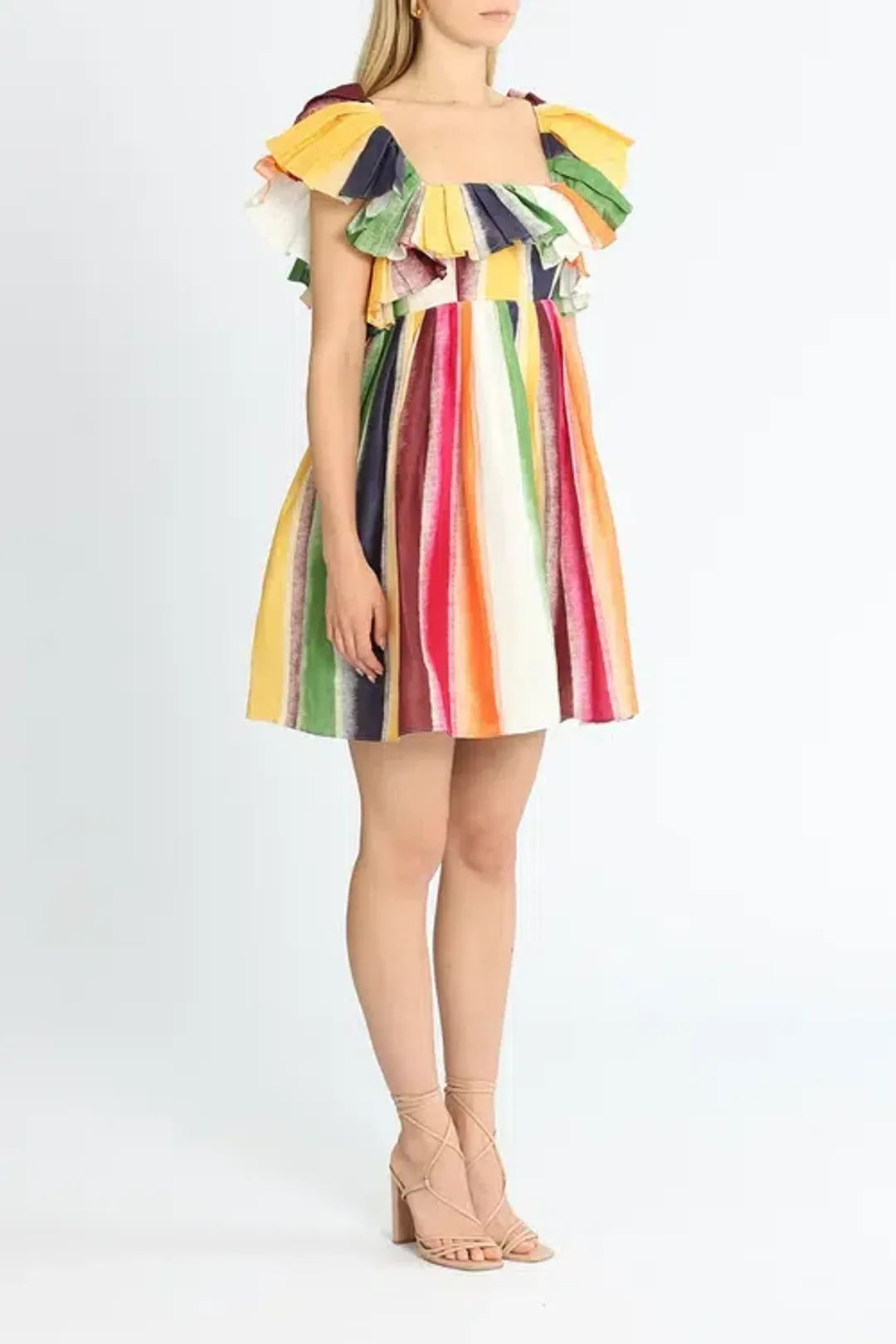 Leo Lin Fortune Stripe Tie Back Dress Multi Print Size 8 for rent on The Volte - main image