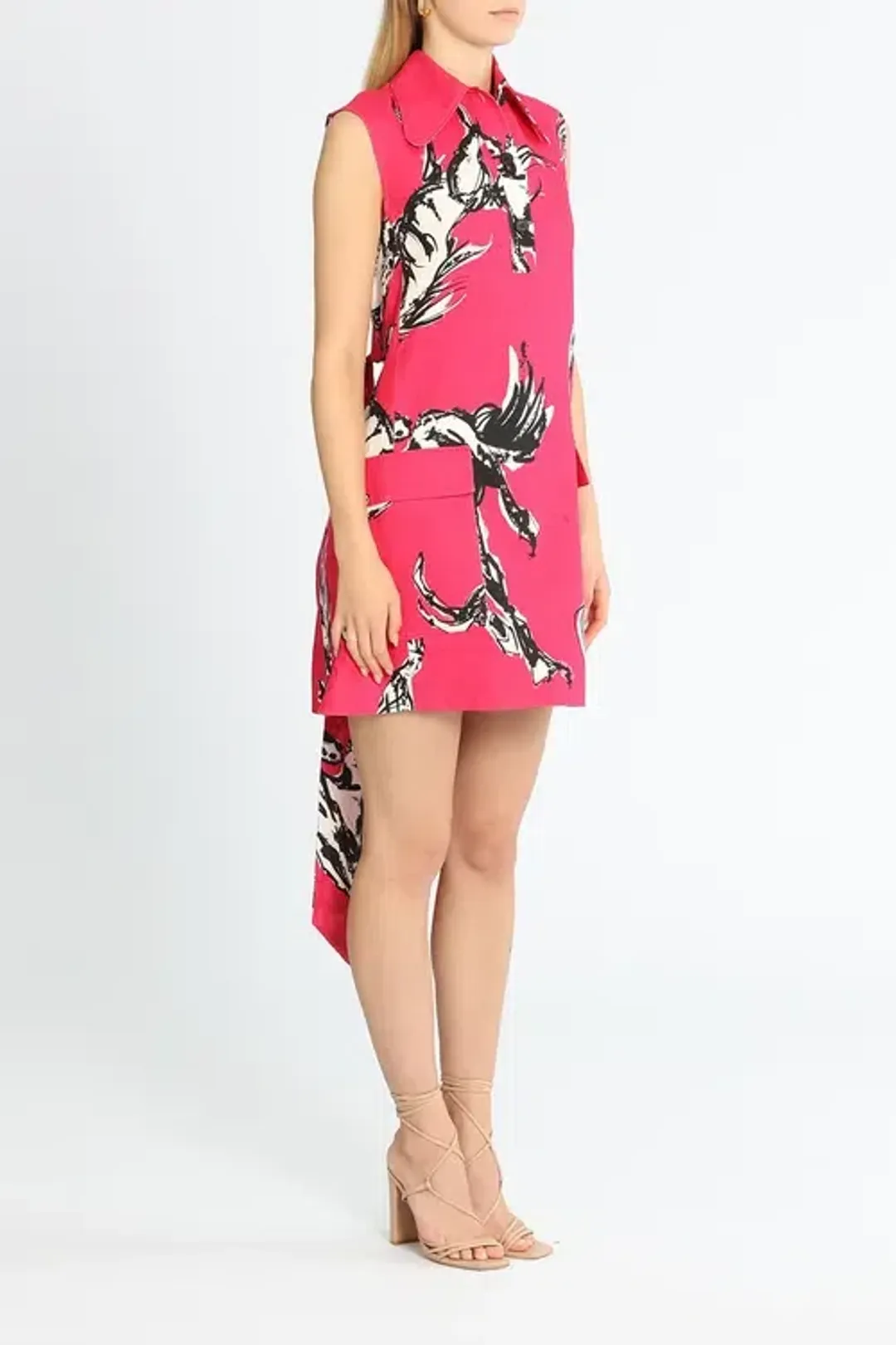 Leo Lin Wild Horses Mini Dress Deep Pink Print Size 10 for rent on The Volte - main image