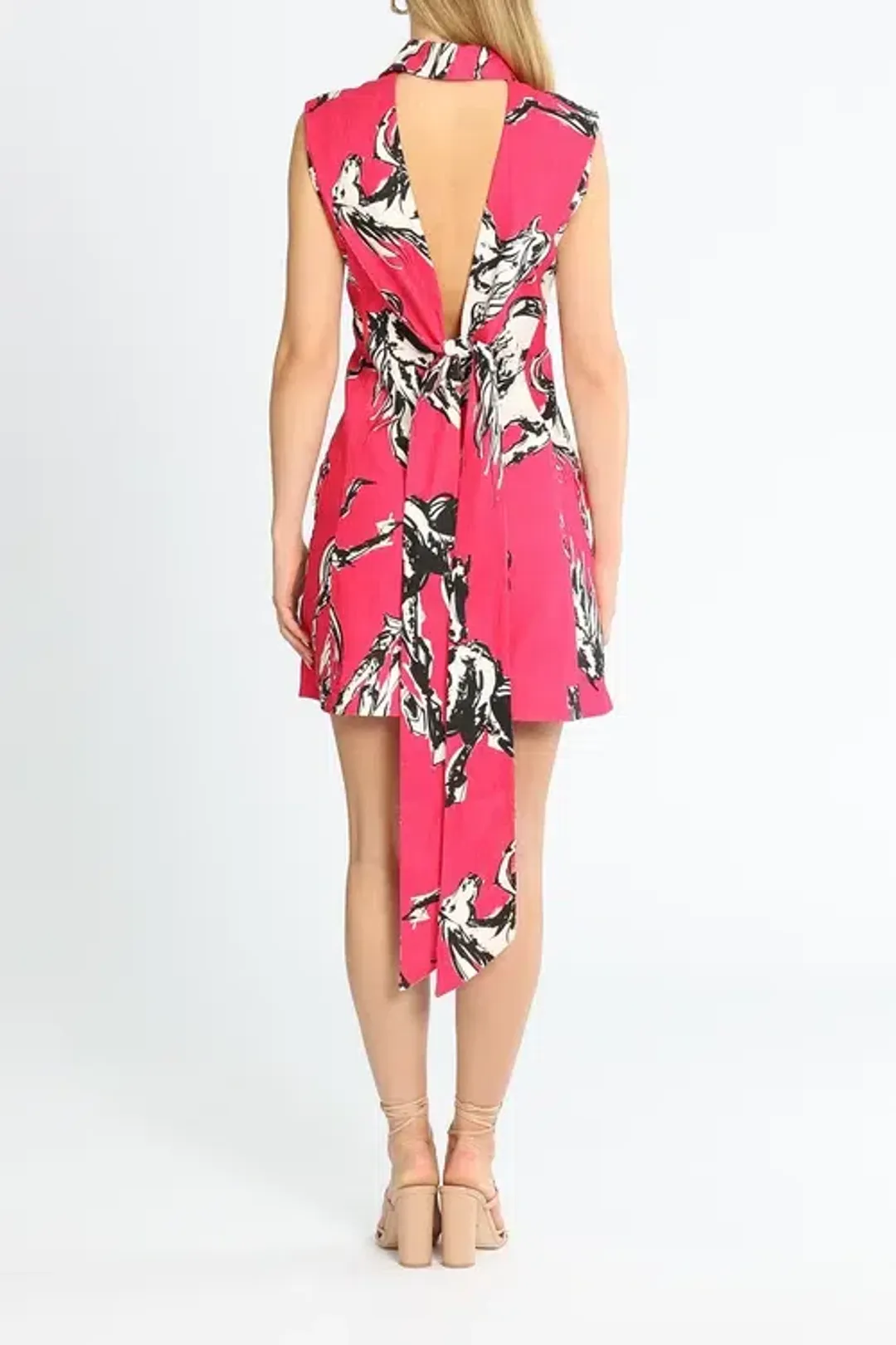 Leo Lin Wild Horses Mini Dress Deep Pink Print Size 10 for rent on The Volte - main image